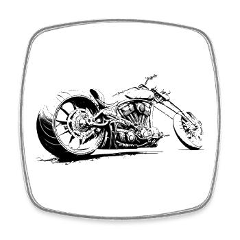 Chopper Custombike Motorcycle Motorcycle black - Square fridge magnet - white - Front