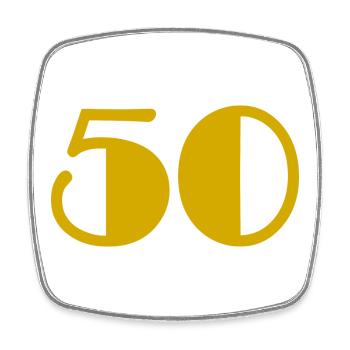 50. 50 YEARS. 50th ANNIVERSARY. BIRTHDAY 50 YEARS. - Square fridge magnet - white - Front