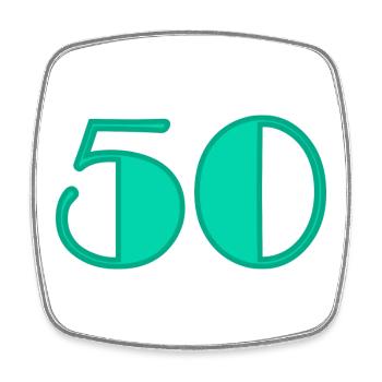 50 ANS. 50e ANNIVERSAIRE. ANNIVERSAIRE 50 ANS. 50 - Magnet carré - blanc - Devant