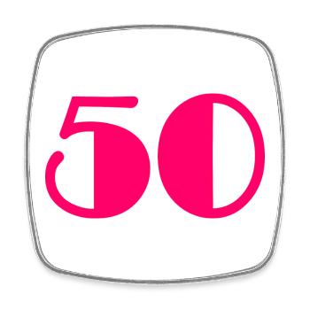 50. BIRTHDAY. HAPPY BIRTHDAY - Square fridge magnet - white - Front