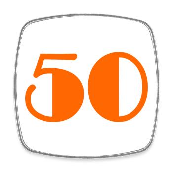 50 ANS. 50e ANNIVERSAIRE. ANNIVERSAIRE 50 ANS. 50 - Magnet carré - blanc - Devant