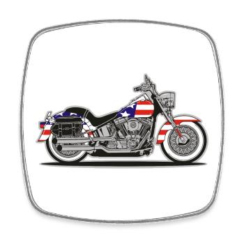 Moto Patriot américaine avec drapeau - Magnet carré - blanc - Devant