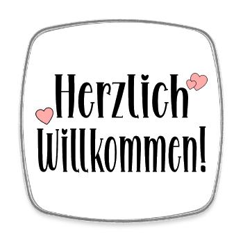 Herzlich Willkommen Sprüche - Geschenke - Viereckiger Kühlschrankmagnet - Weiß - Vorne