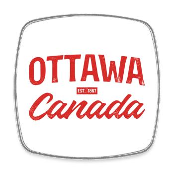 Ottawa Kanada Retro Script Rot - Viereckiger Kühlschrankmagnet - Weiß - Vorne