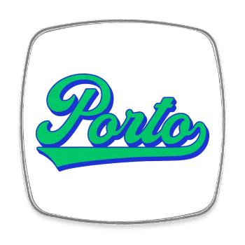 Porto Neon Script Retro - Square fridge magnet - white - Front