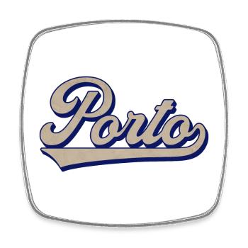 Porto Script Vintage Stil - Viereckiger Kühlschrankmagnet - Weiß - Vorne
