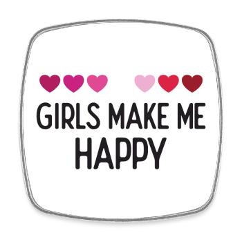 Pride Month LGBTQ - Girls Make Me Happy - Square fridge magnet - white - Front
