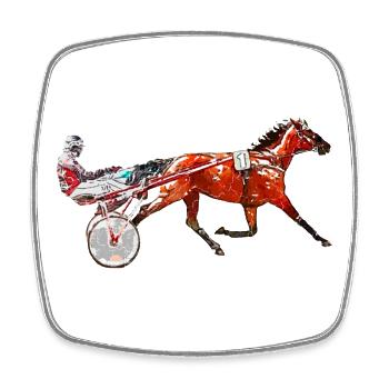 Trotter Trotting Race Design - Square fridge magnet - white - Front