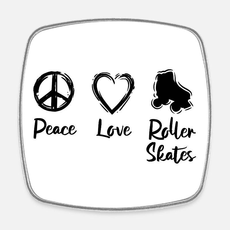 Peace Love Roller Patinage - Magnet carré - blanc