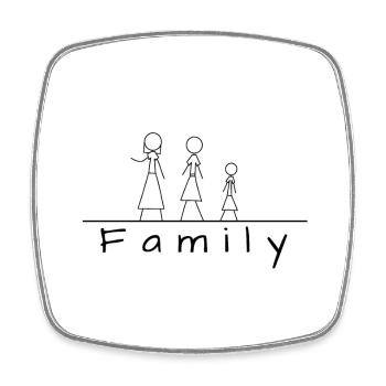 Stick figure family - Square fridge magnet - white - Front