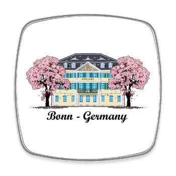 Bonn Old Post Office, Cherry Tree Blossoms, Germany - Square fridge magnet - white - Front