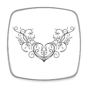 Herz Blätter Ornament Tattoo Schnörkel - Viereckiger Kühlschrankmagnet - Weiß - Vorne
