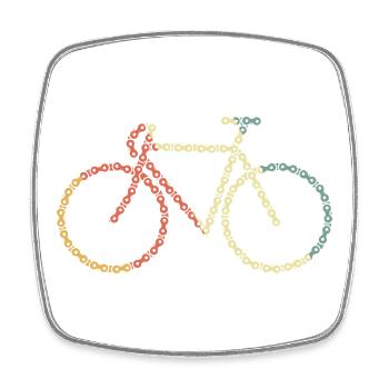 Vintage bicycle chain - Square fridge magnet - white - Front