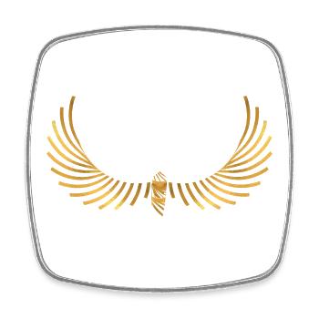 Mystische Flügel mit goldener Details - Viereckiger Kühlschrankmagnet - Weiß - Vorne