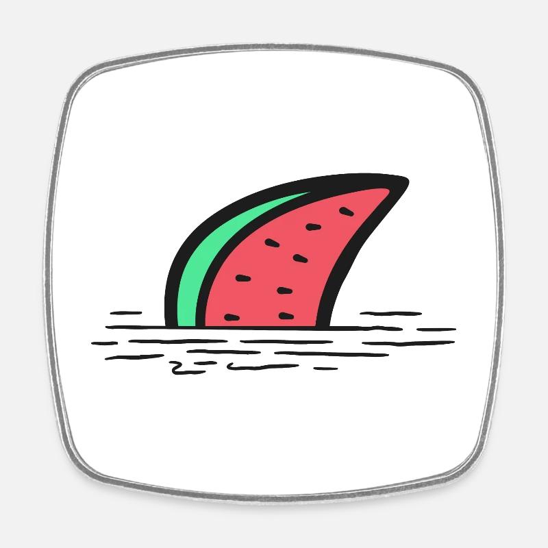 Aileron de requin pastèque - Magnet carré - blanc