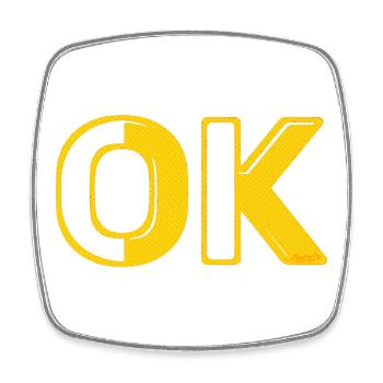 OK OK lettres de grille rétro O.K. 70s vintage - Magnet carré - blanc - Devant