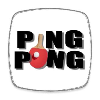Ping pong - Magnet carré - blanc - Devant