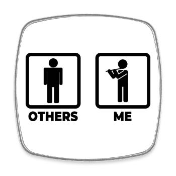 Flute Stick Figure - Square fridge magnet - white - Front
