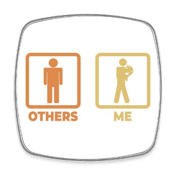 French Horn Stick Figures - Square fridge magnet - white - Front