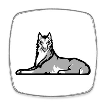 Loup solitaire tchétchène - Magnet carré - blanc - Devant
