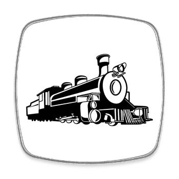Retro Train Sketch - Square fridge magnet - white - Front
