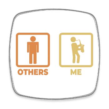 Funny Saxophone Line Figures - Square fridge magnet - white - Front