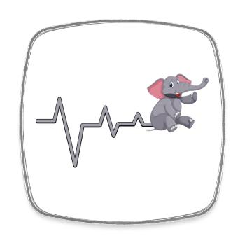 Elefant Herzschlag Niedliches Design - Viereckiger Kühlschrankmagnet - Weiß - Vorne