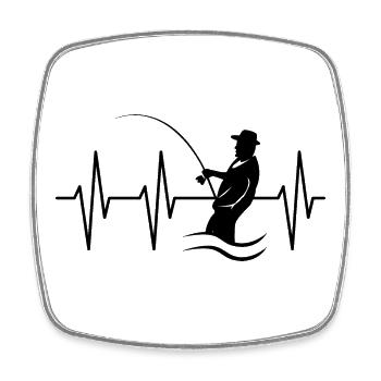 Herzschlag Angler Puls Ekg angeln Symbol See Fisch - Viereckiger Kühlschrankmagnet - Weiß - Vorne