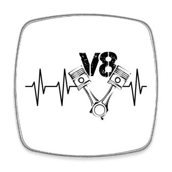 v8 engine pulse cars piston heartbeat tuning icon - Square fridge magnet - white - Front