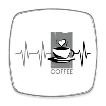 Pulse Coffee Café Battement de cœur Icône d’amour de café - Magnet carré - blanc - Devant
