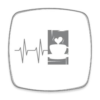 Icône d’illustration de café de battement de cœur de café de pouls - Magnet carré - blanc - Devant