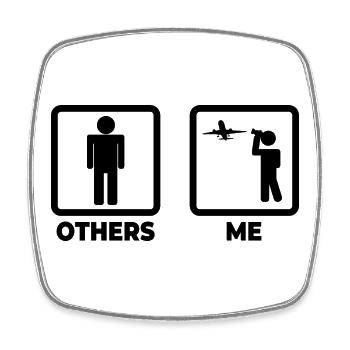 Airplanes Stick Figure - Square fridge magnet - white - Front