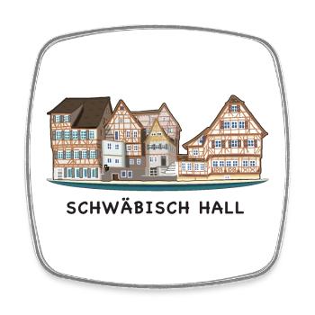 Schwäbisch Hall, Southern Germany, Drawing - Square fridge magnet - white - Front