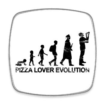 Pizza Lover Evolution - Square fridge magnet - white - Front