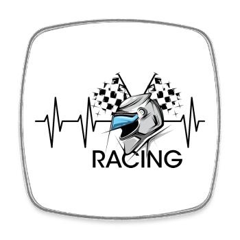Casque de course Pulse Moto Heartbeat Icon Icon - Magnet carré - blanc - Devant
