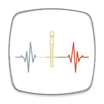 Flute Heartbeat Retro - Square fridge magnet - white - Front