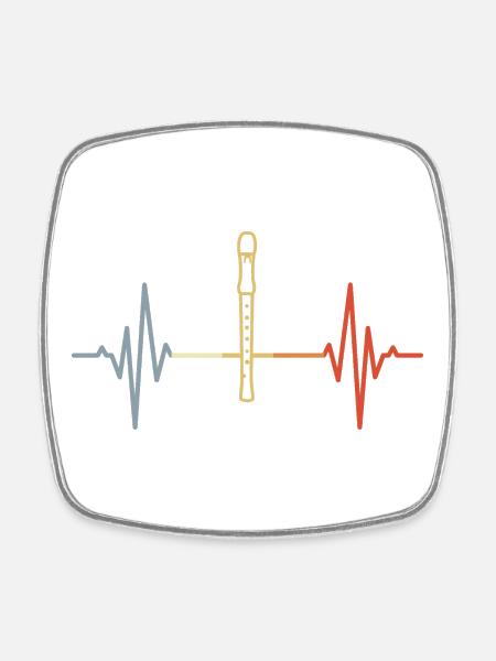 Flûte Heartbeat Retro - Magnet carré - blanc
