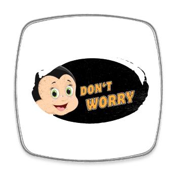Dont worry be happy with Comic - Viereckiger Kühlschrankmagnet - Weiß - Vorne