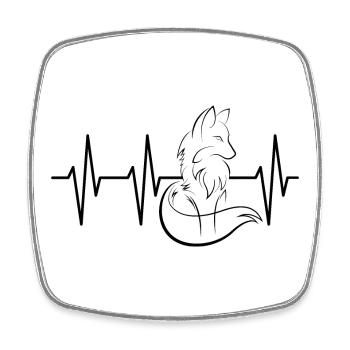 Pulse Fox Symbol Heartbeat Foxes Illustration - Square fridge magnet - white - Front