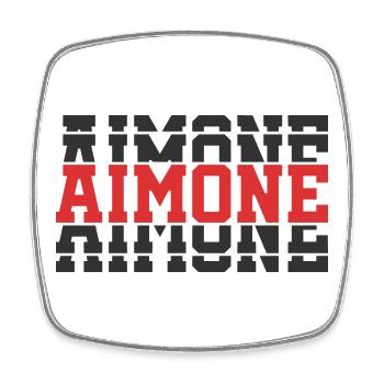 t-shirt Aimone t-shirt gift idea stacked text - Square fridge magnet - white - Front