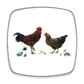 Hahn und Huhn - Viereckiger Kühlschrankmagnet - Weiß - Vorne