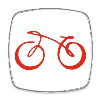 Rotes minimalistisches Fahrrad - Viereckiger Kühlschrankmagnet - Weiß - Vorne