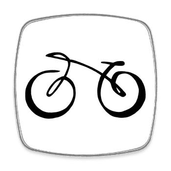 Black Minimalist Bike - Square fridge magnet - white - Front