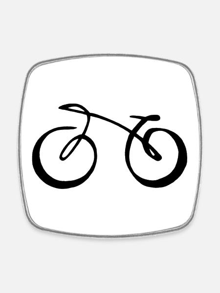 Schwarzes minimalistisches Fahrrad - Viereckiger Kühlschrankmagnet - Weiß