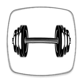 Motif d’haltères pour les amateurs de fitness et de gym - Magnet carré - blanc - Devant
