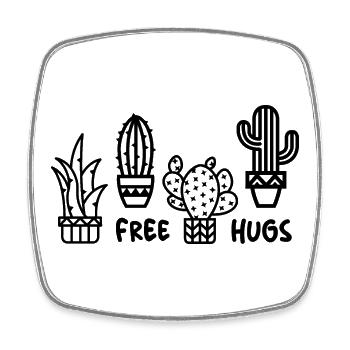cactus free hugs lustige Sprüche Zimmerfplanzen - Viereckiger Kühlschrankmagnet - Weiß - Vorne