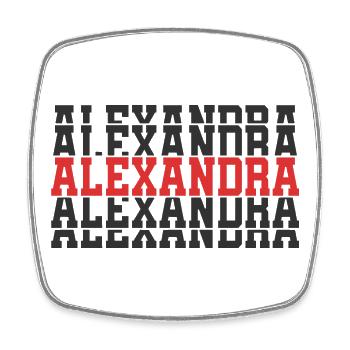 Alexandra T-Shirt gestapelter Text Geschenk T-Shirt - Viereckiger Kühlschrankmagnet - Weiß - Vorne