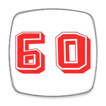 60. 60 ANS. 60e ANNIVERSAIRE. ANNIVERSAIRE 60 ANS. - Magnet carré - blanc - Devant