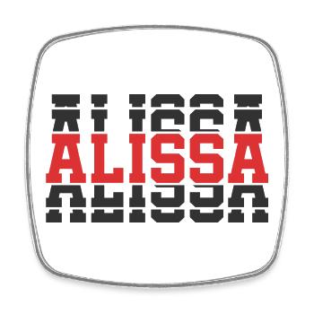 t-shirt Alissa t-shirt gift idea stacked text - Square fridge magnet - white - Front