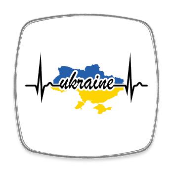 Ukraine Herzkurve - Frieden für die Ukraine - Viereckiger Kühlschrankmagnet - Weiß - Vorne